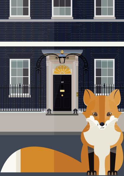 Downing Street Fox - A3 Print - London animal collection - illustrated by Emma Sivell / SIVELLINK