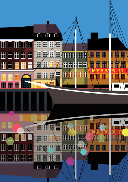 Illustration - Nyhavn Night - A3 Print